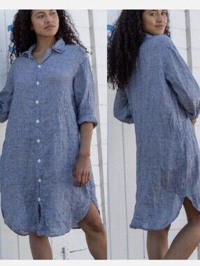 CP Shades Sky Blue Linen Button-Up Top